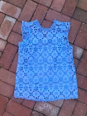 J. crew  Sleeveless Eyelet Lace Top - Light Blue